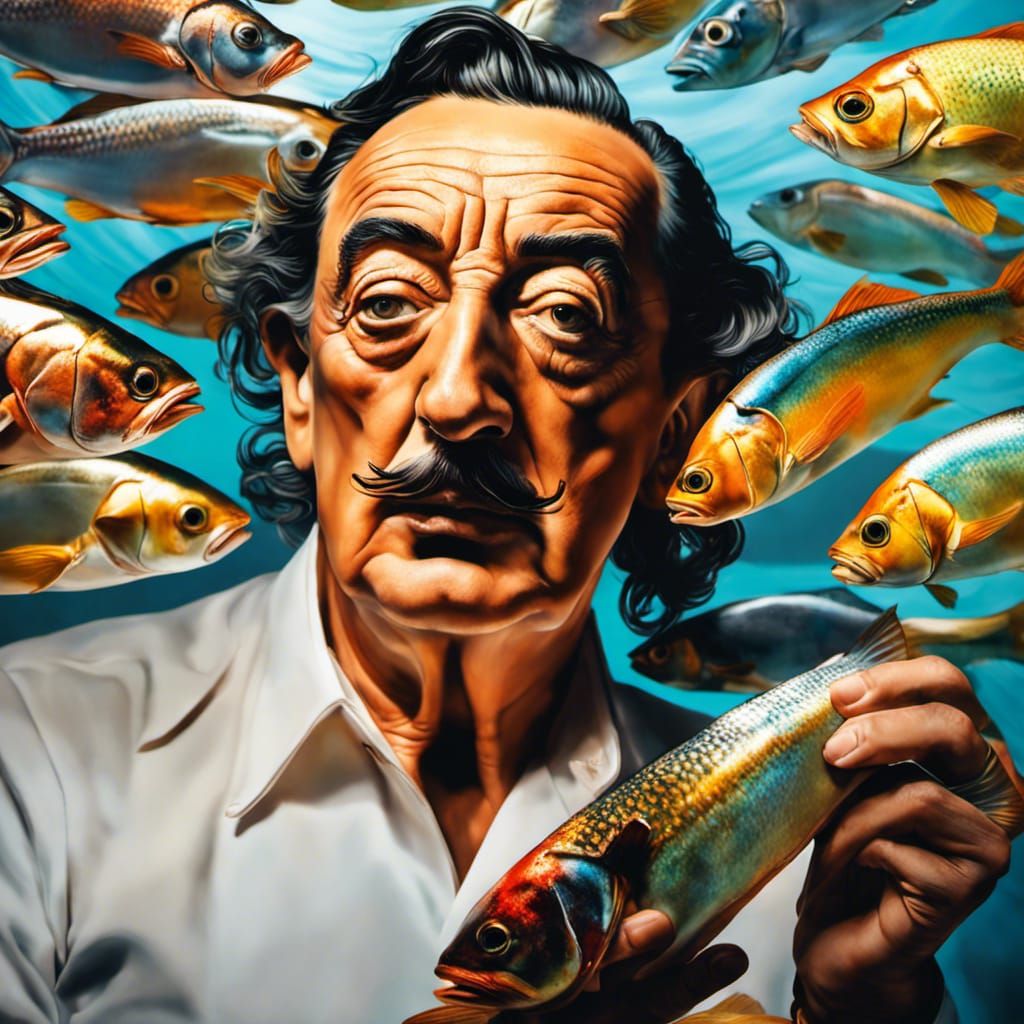 Fish anyone? Salvador Dali selling his fish 🐠🐟 - AI Generated Artwork ...