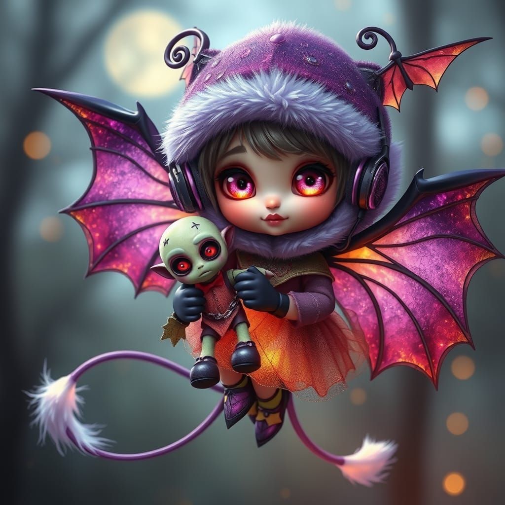 Hyperrealistic Vampire Girl in Magical Forest