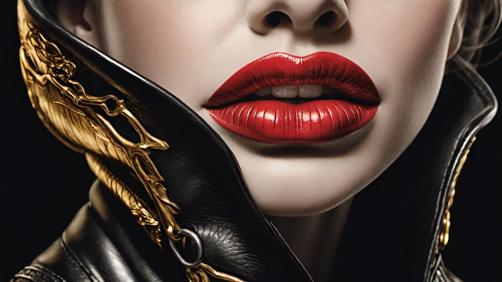 Woman and shiny black leather