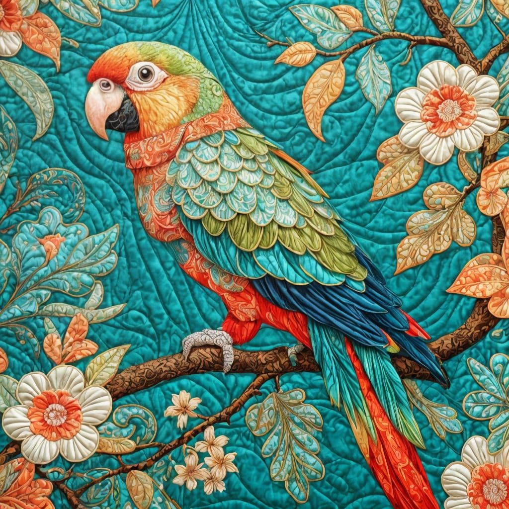 Quilted Parrot  by @Sharonjoy