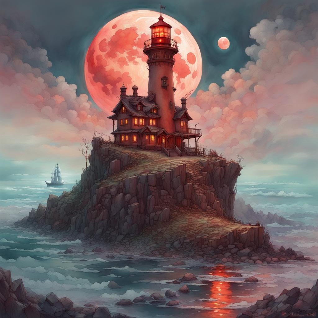 blood moon lighthouse