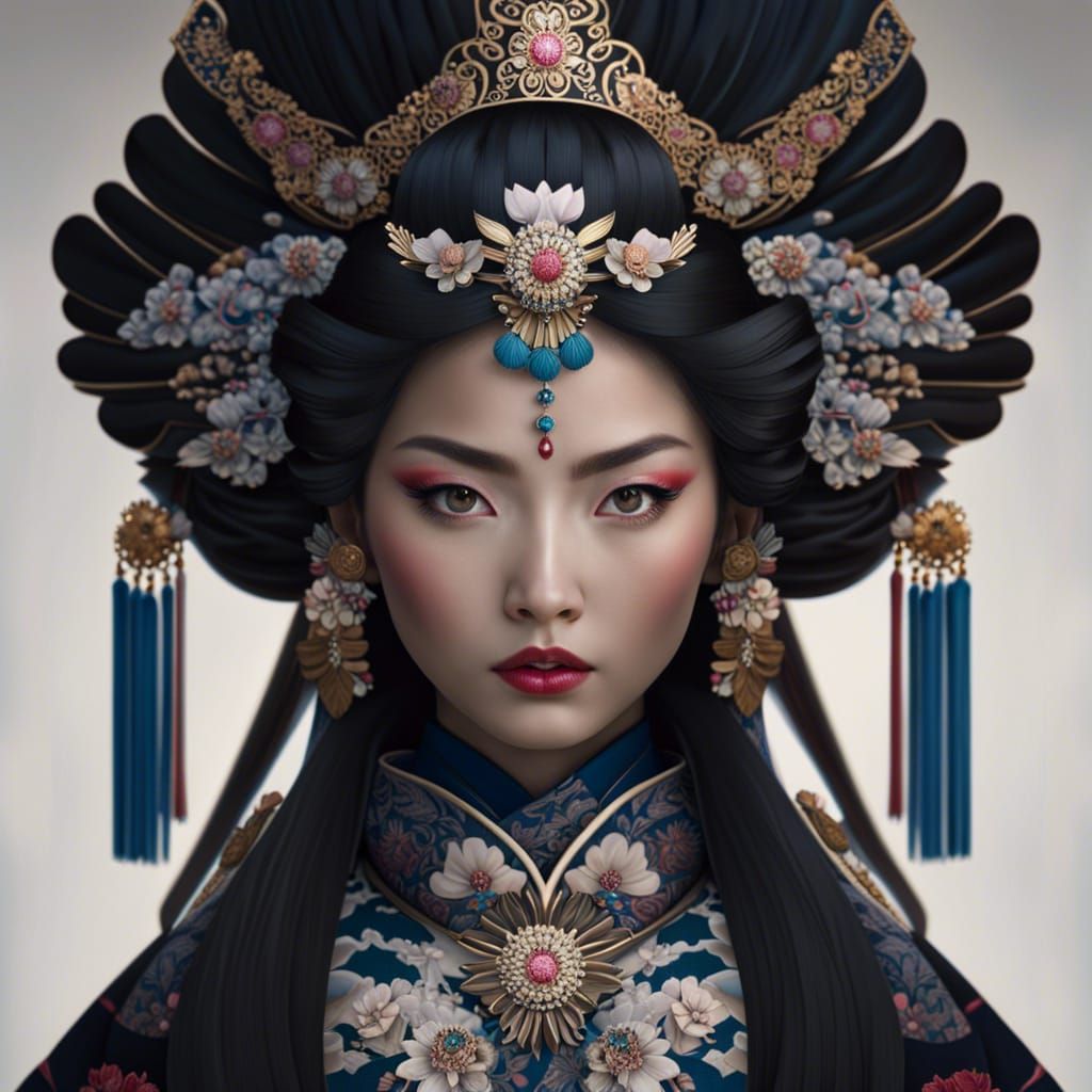 Insanely detailed photorealistic portrait art of a beautiful japanese ...