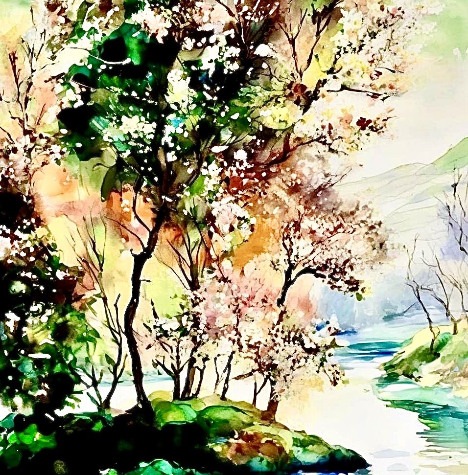 Watercolor, Along the riverbank