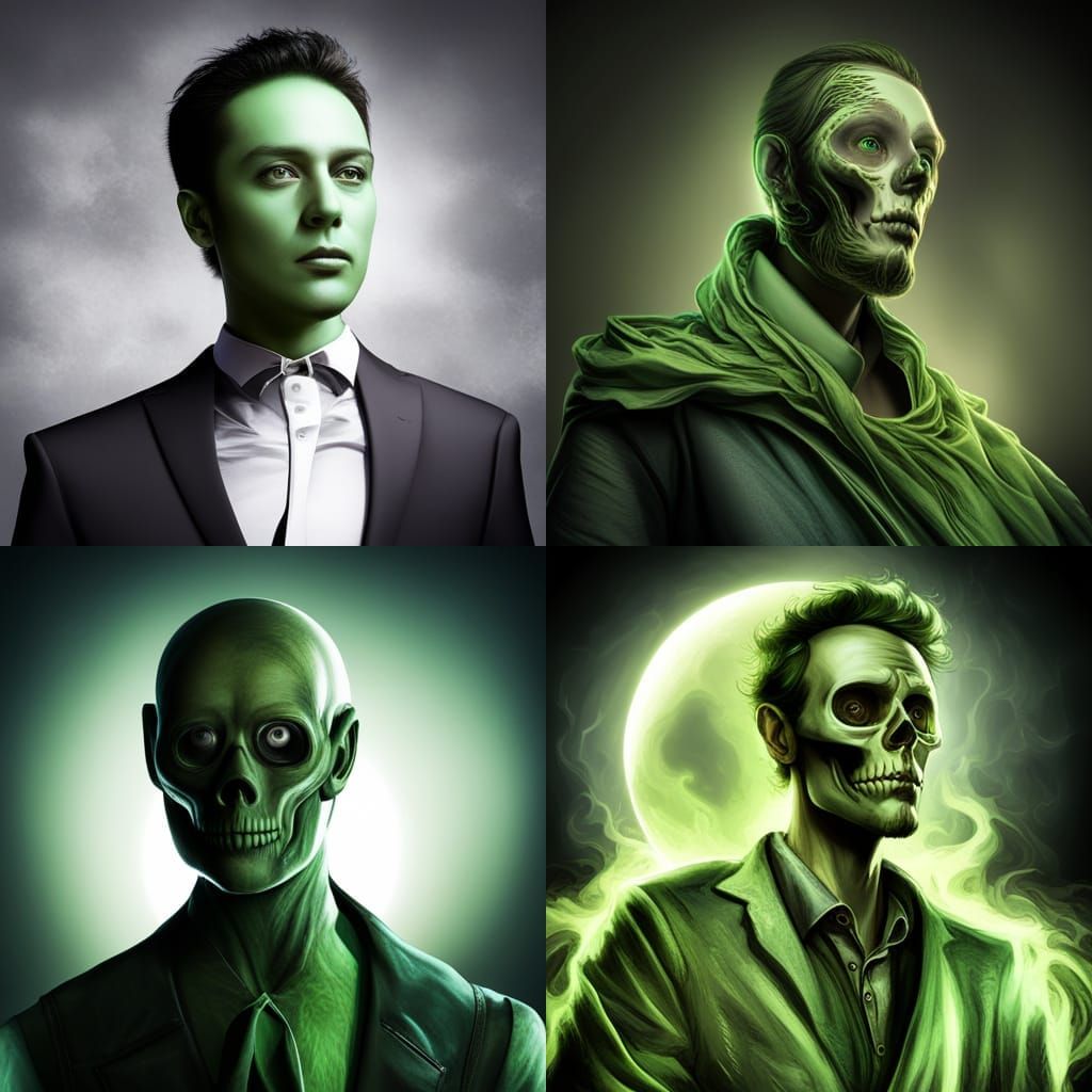 spooky male green skeleton ghost