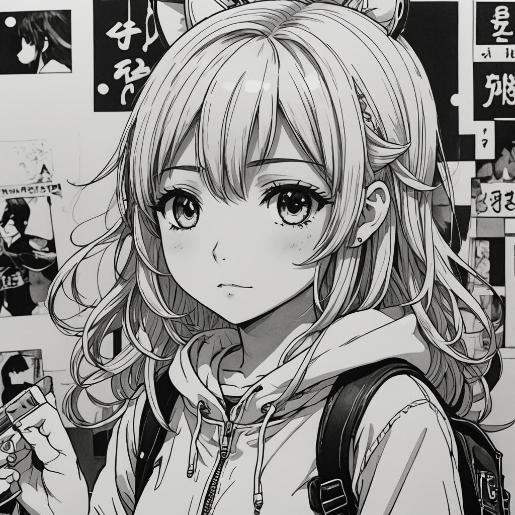 Cute Manga Girl in Anime Style