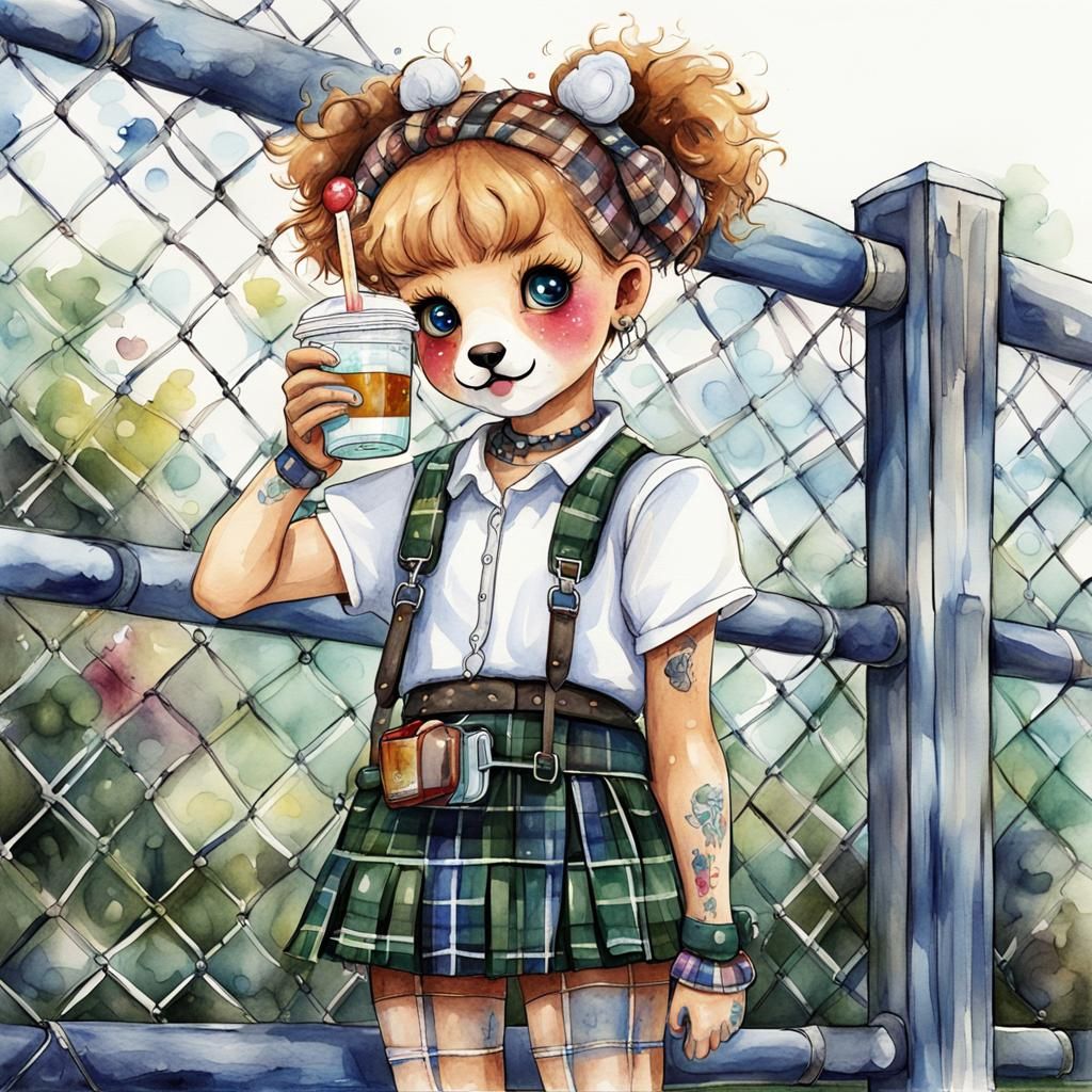 HD, 3D, whimsical,  teddy bear dressed in a white shirt, pla...