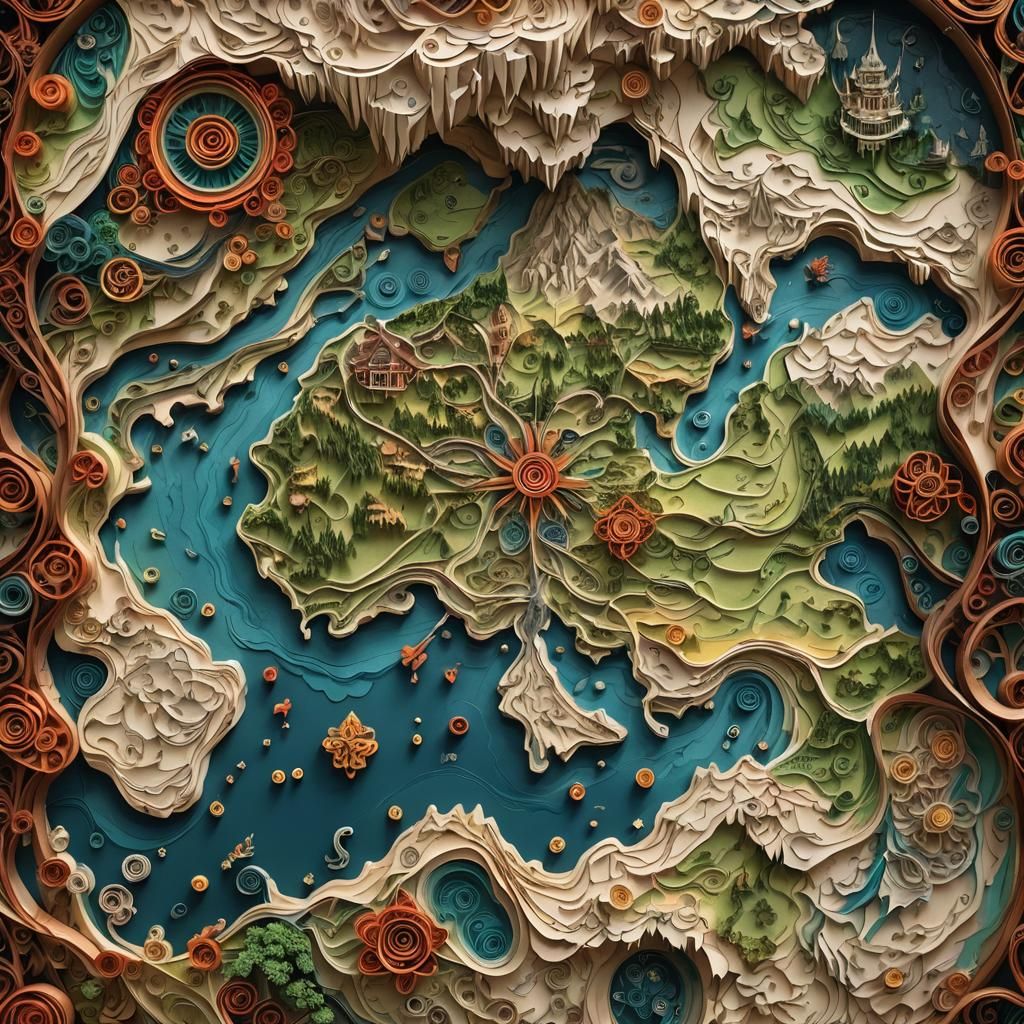 Paper quilling Ancient map