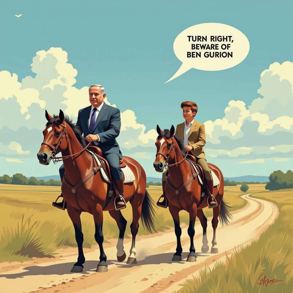 Netanyahu and Son Ride Horses in Virginia