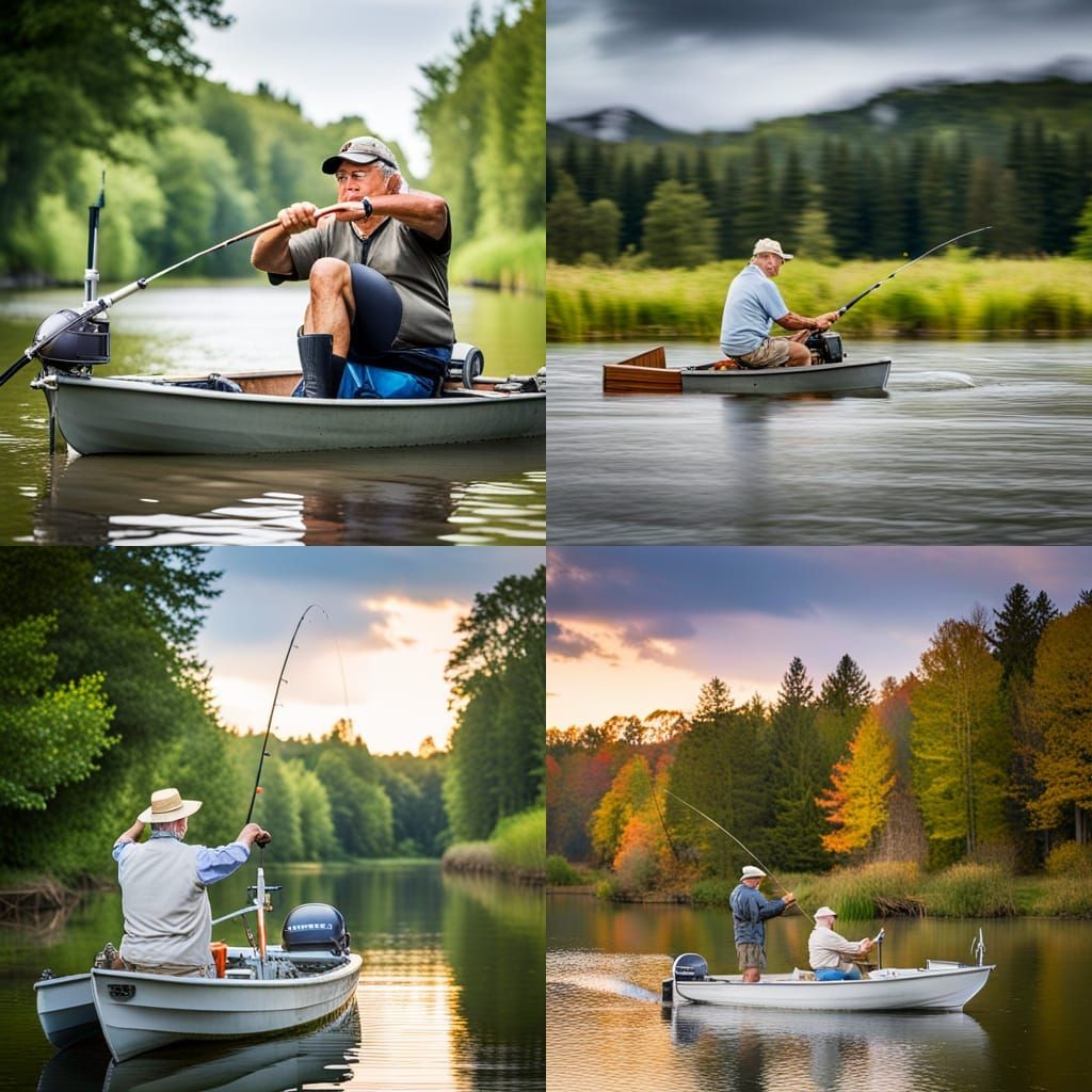 A man in his mid 80s fishing in a small boat