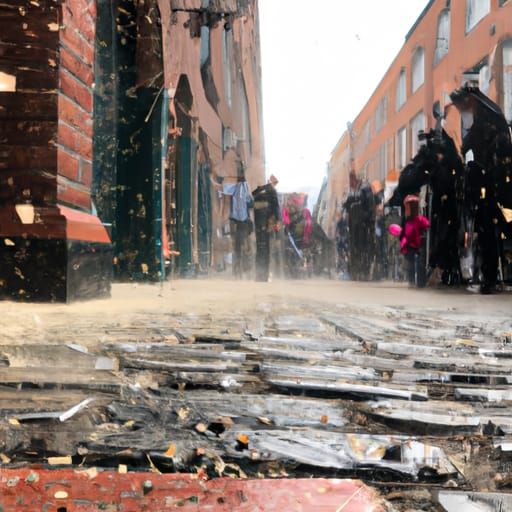 Ash rain on red brick road