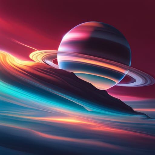 Planet Saturn with Neon and Silk