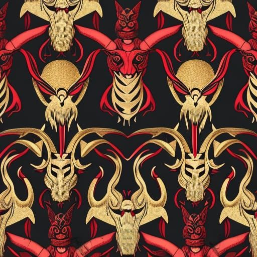 black and red baphomet wallpaper. gold detailing - AI Generated Artwork ...