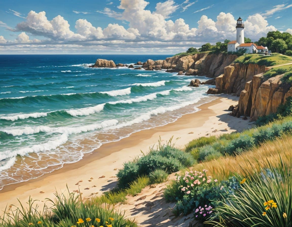 Sunny beach days  by @StriderAiArt