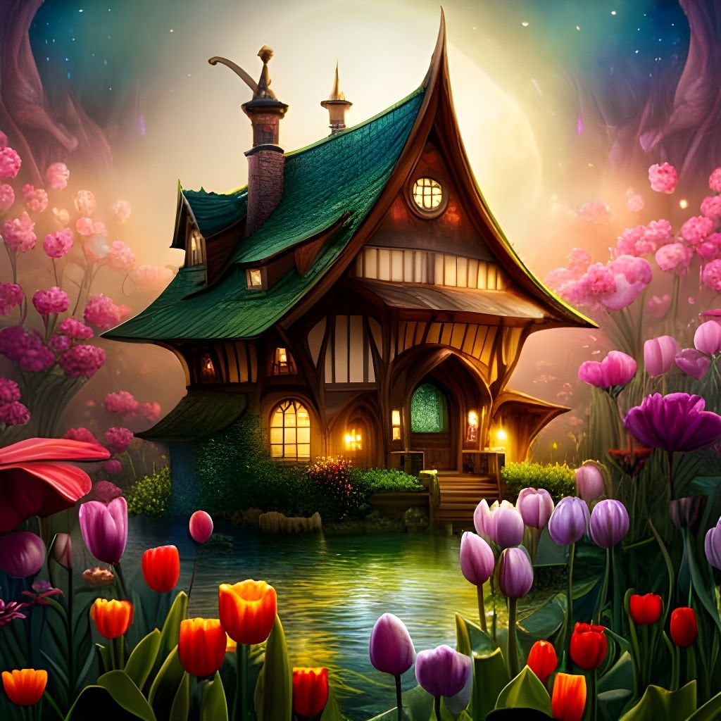 House amongst tulips  by @Cilia