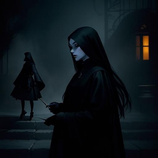 A thief in the shadows,  watching, Mysterious shadowy figure...