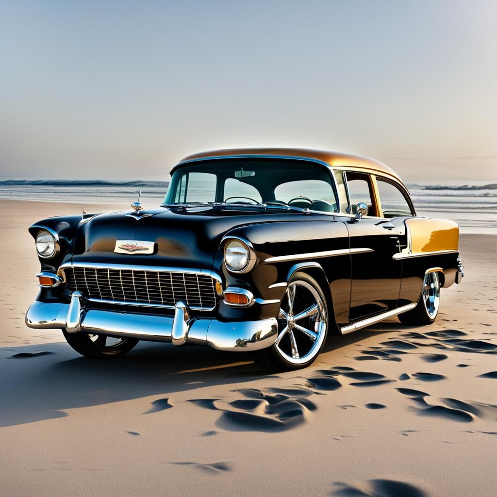1955 Chevrolet Bel-Air, with mag wheels, and a chrome hood s...