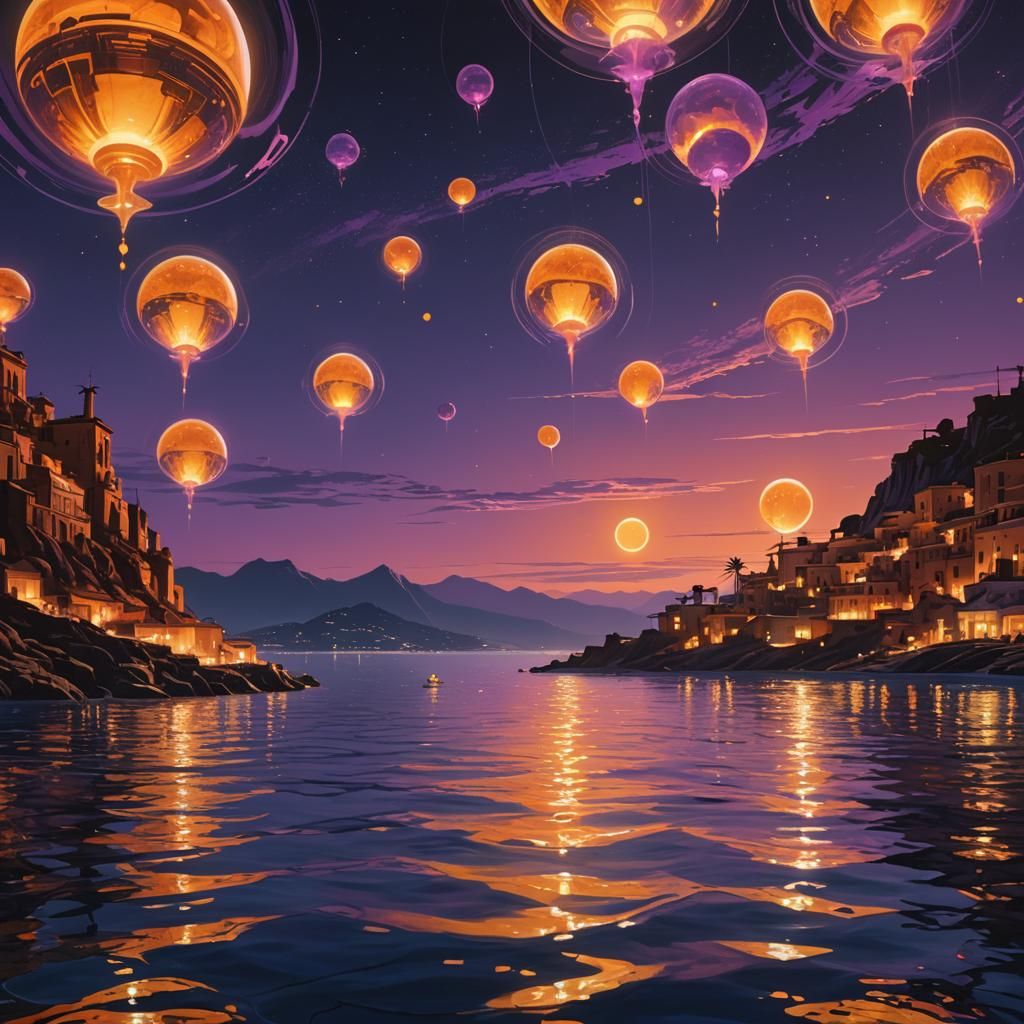 Glowing Alien Orbs Over Mediterranean Sea