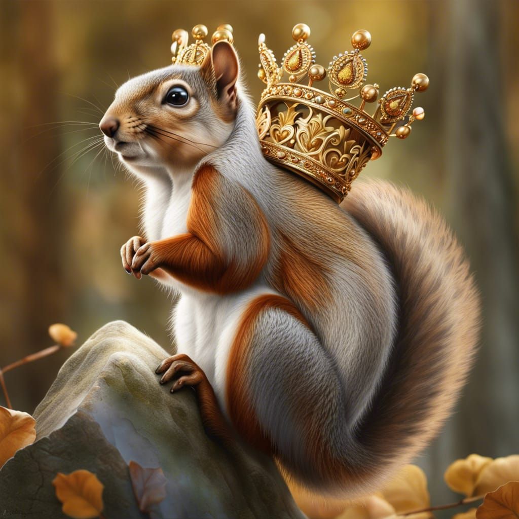 Squirrel king with his crown - AI Generated Artwork - NightCafe Creator