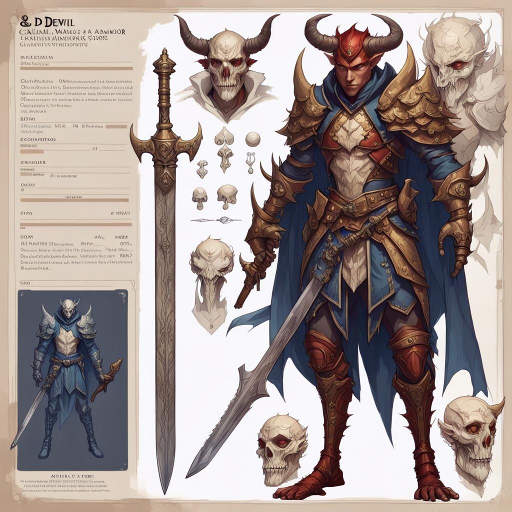 Hyperdetailed realistic character sheet and concept art of D...