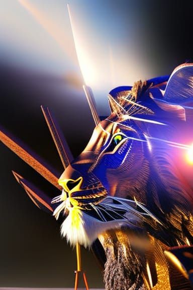 "Lion king made out of 18K Gold" Insanely Hyperdetailed Intr...