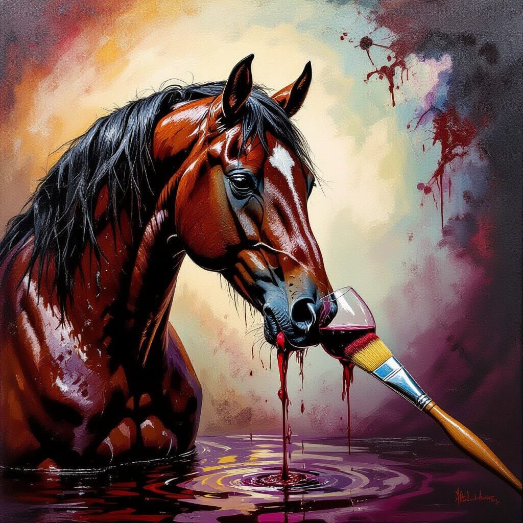 Surreal Horse Dives Into Magical Paintbrush World