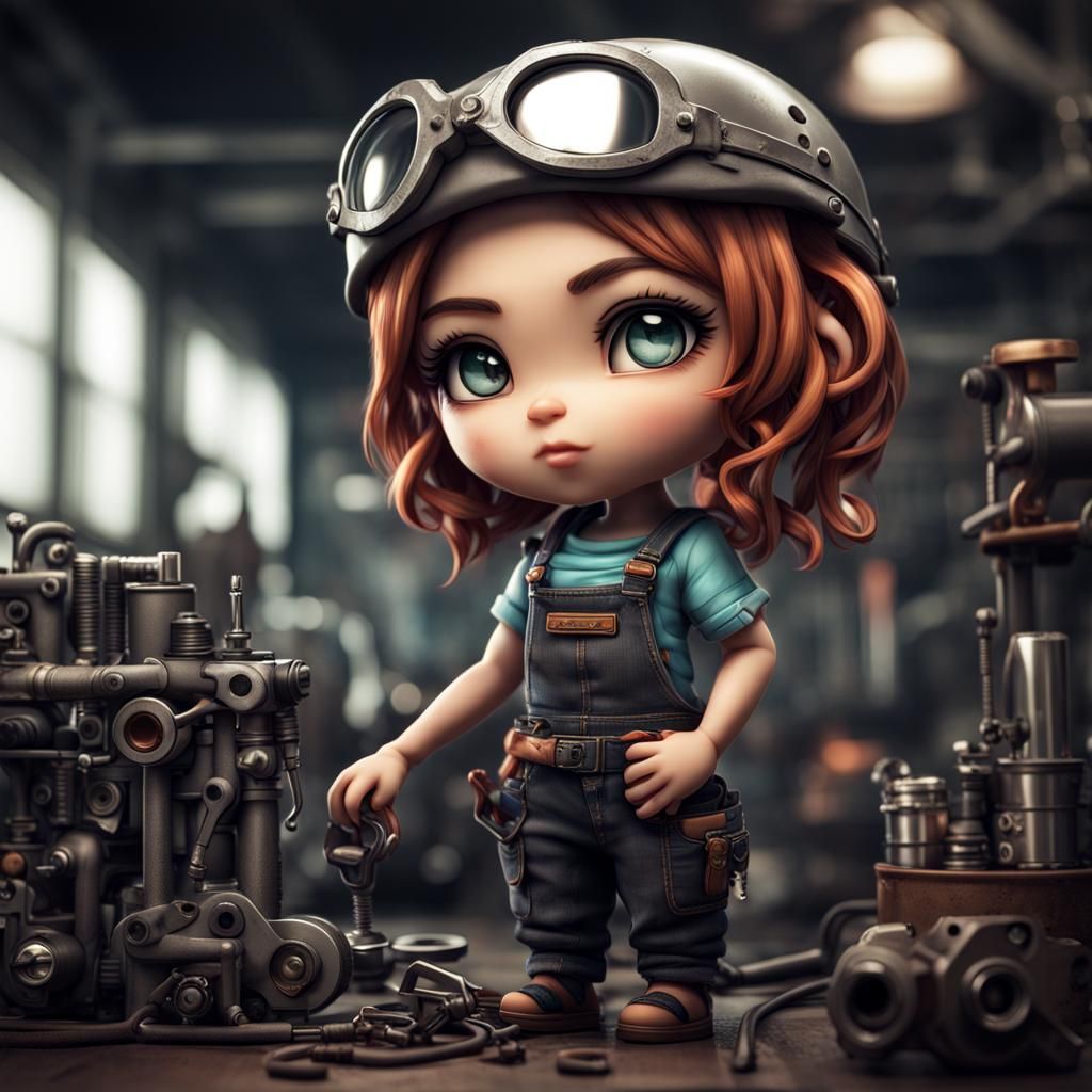Chibi mechanic gurl 1  by @Chris Stagg