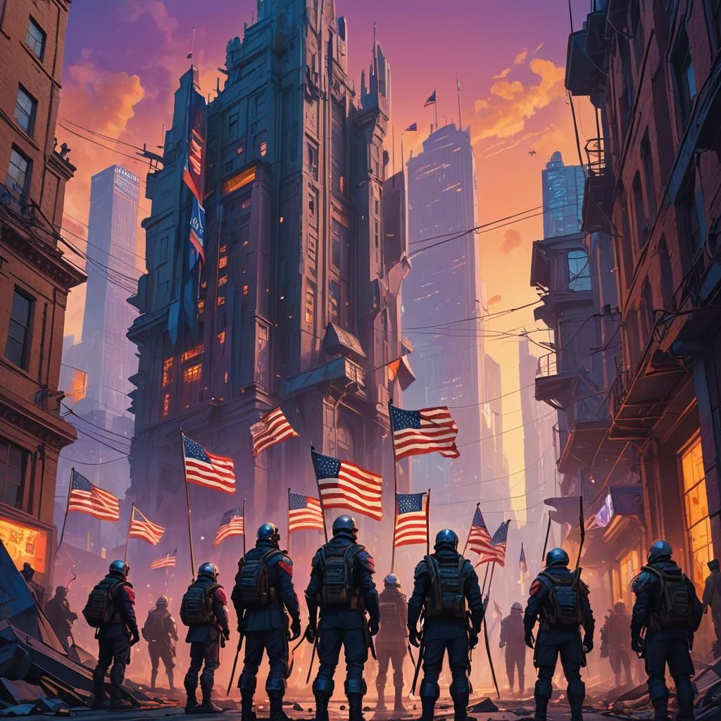 Futuristic Patriots United in Fantasy Concept Art