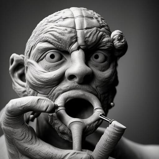 Insanely detailed cinematic closeup portrait photography of sculpting