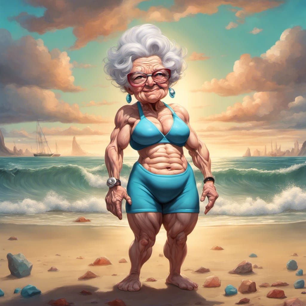 Grandma bodybuilding motivation AI Generated Artwork NightCafe