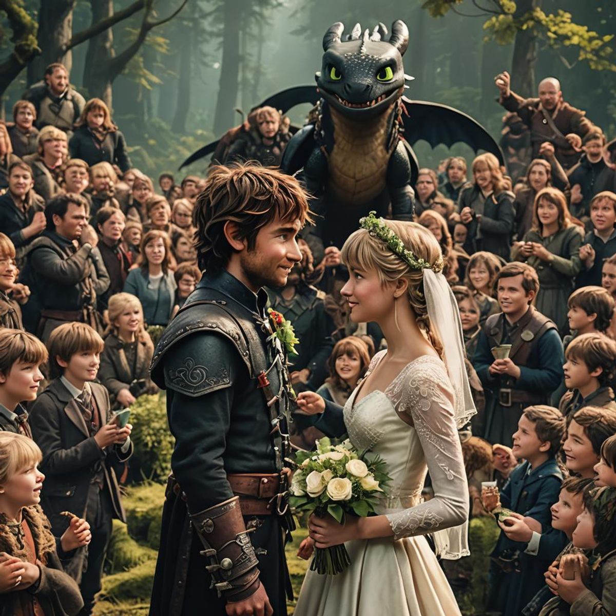 The wedding of Hiccup Haddock and Astrid, from how to train your dragon ...