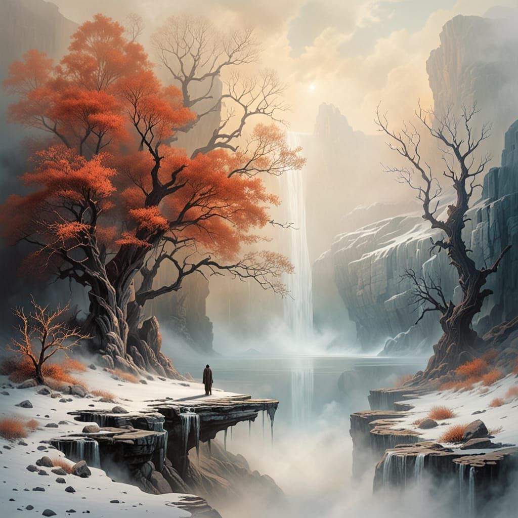 Figure at Colossal Alien Waterfall ⛰️💀 #3