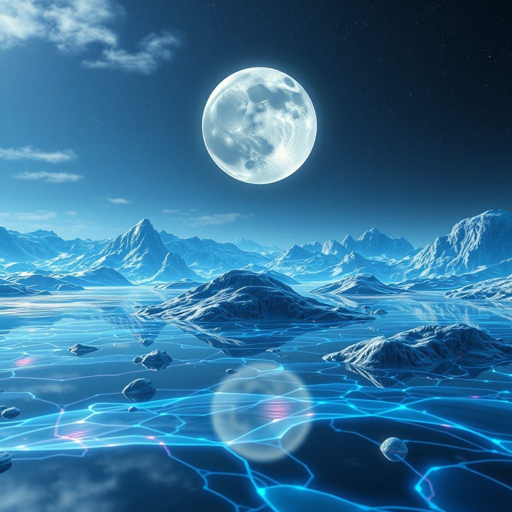 Futuristic Holographic Landscape in High Resolution Photogra...