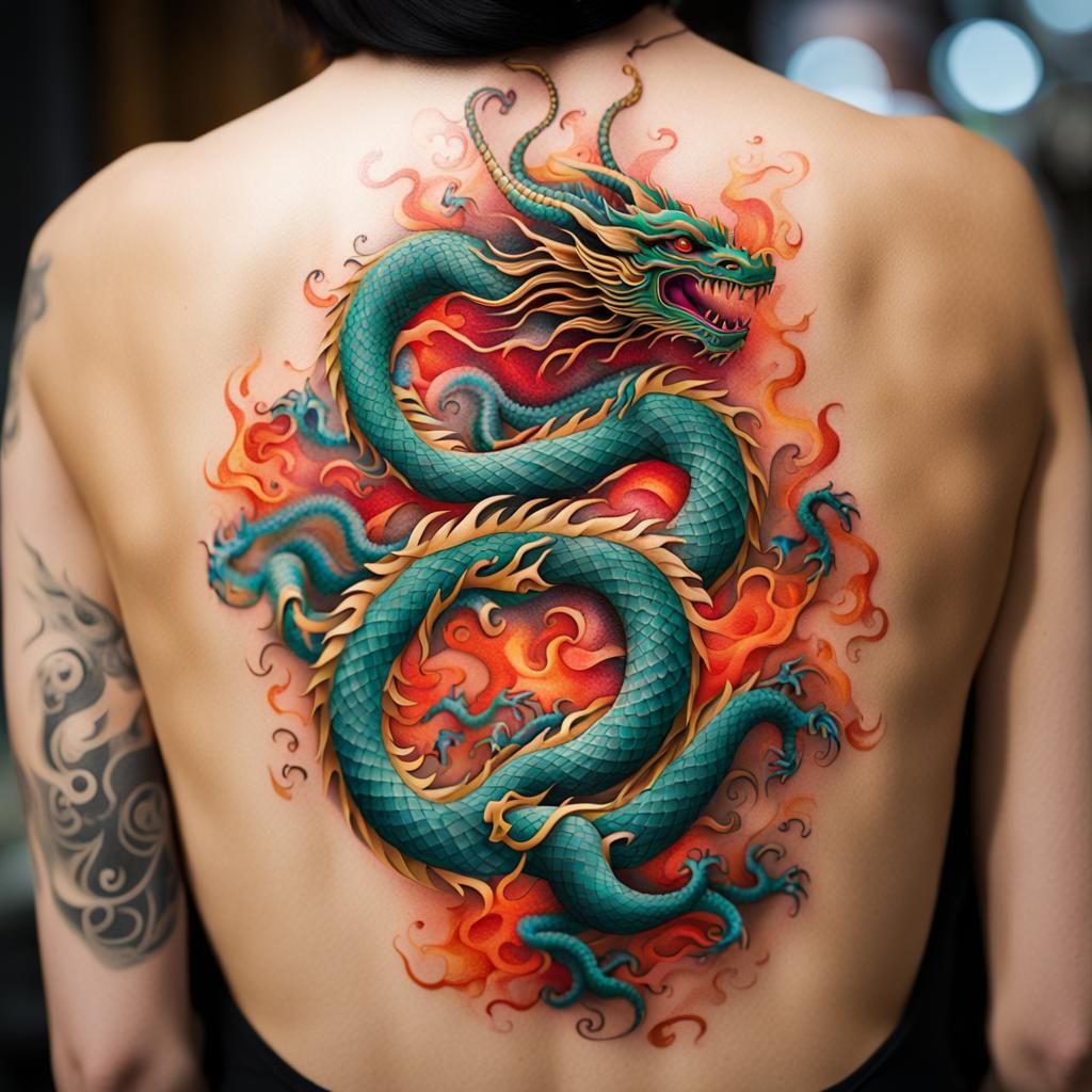 (intricate_chinese_dragon_tattoo_in_vivid_colors_on_a_woman'...