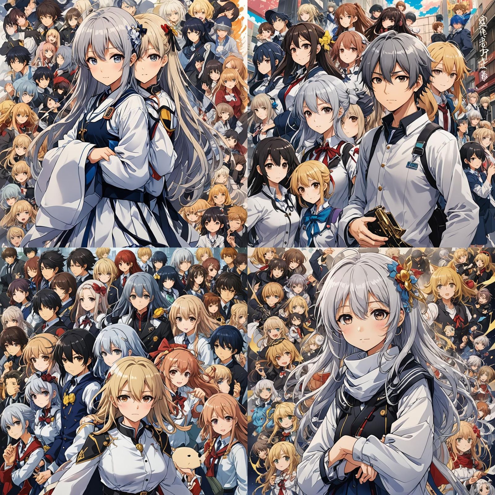 Children Playing in Garden, Anime Style