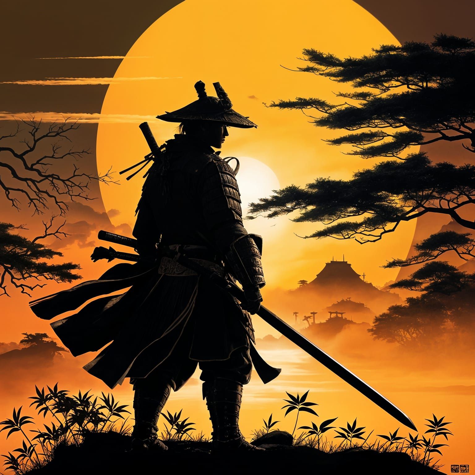 Samurai warrior silhouette  by @Pez