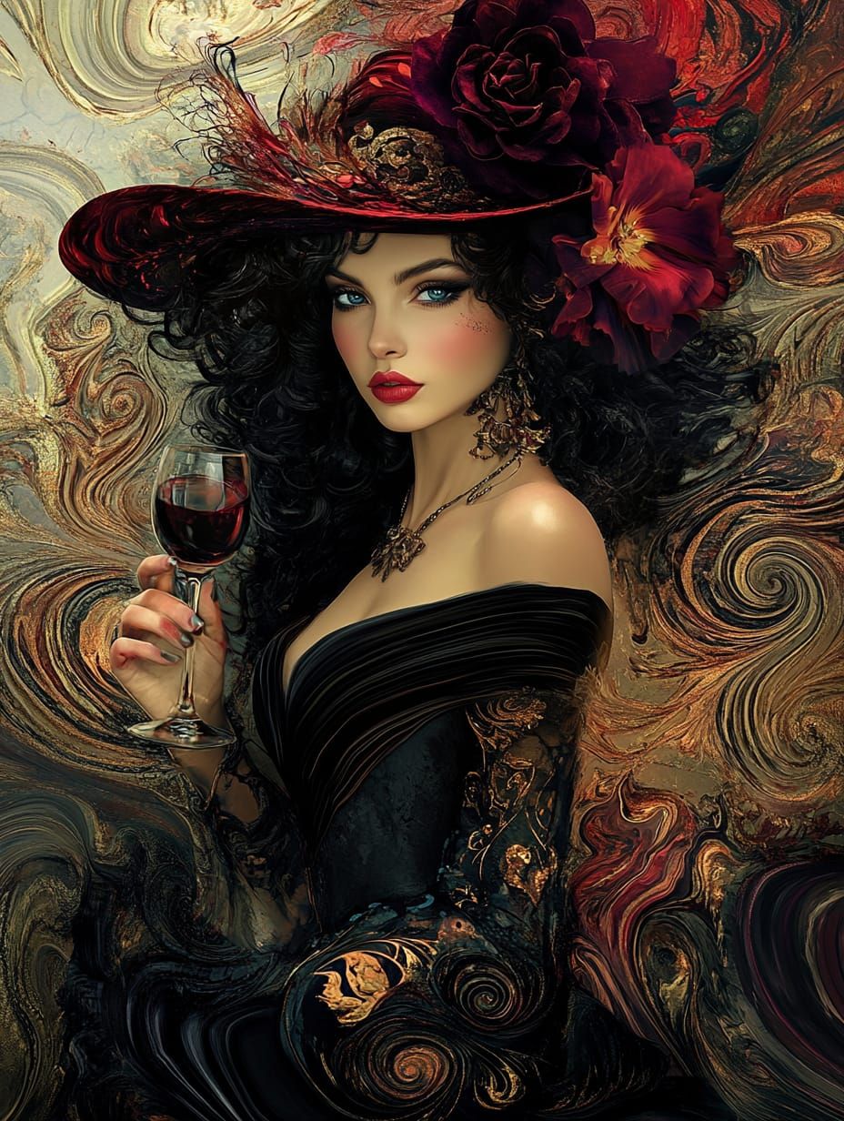 The Lady in Scarlet Swirl