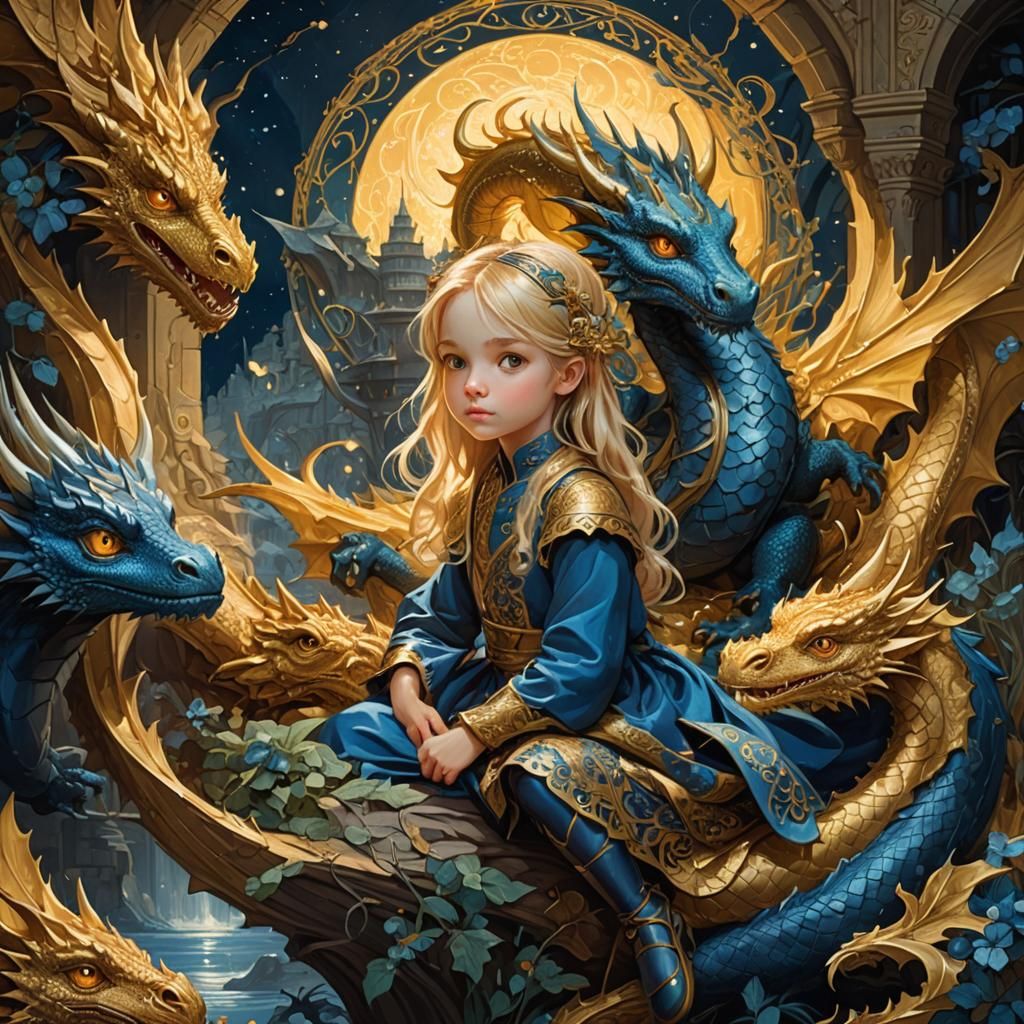Dragons Befriend Young Girl  by @Tara2