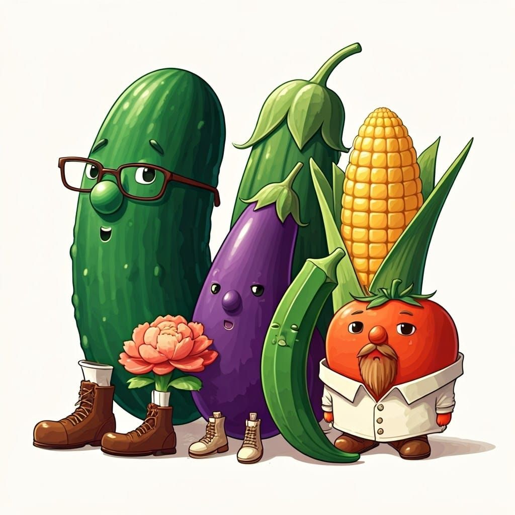 Fantastical Vegetables in Vibrant Manga Style