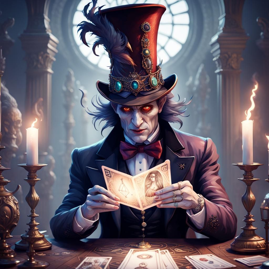 The Devil doing a tarot reading. - AI Generated Artwork - NightCafe Creator