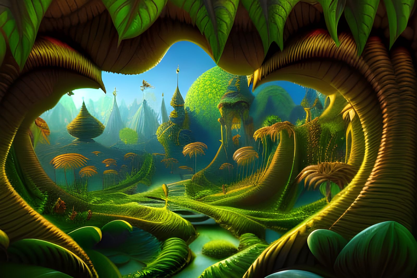 'Pixie Hollow. Village Landscape - AI Generated Artwork - NightCafe Creator