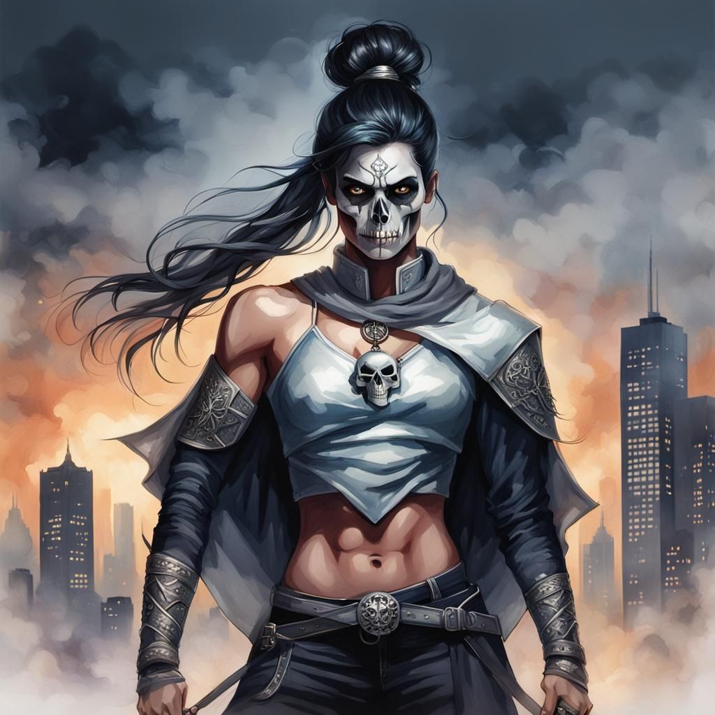 Archer in Fog: Watercolor Art Deco Style