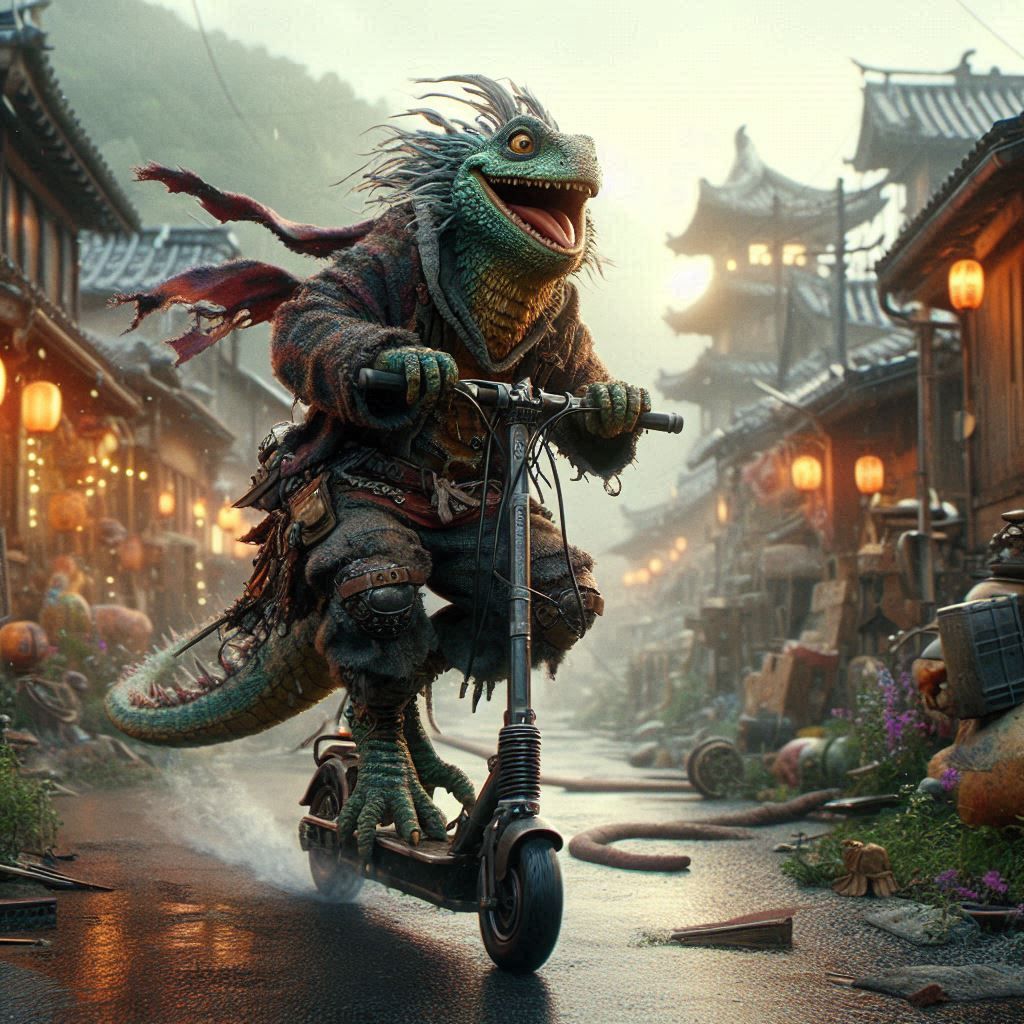 Lizard on a E-Scooter