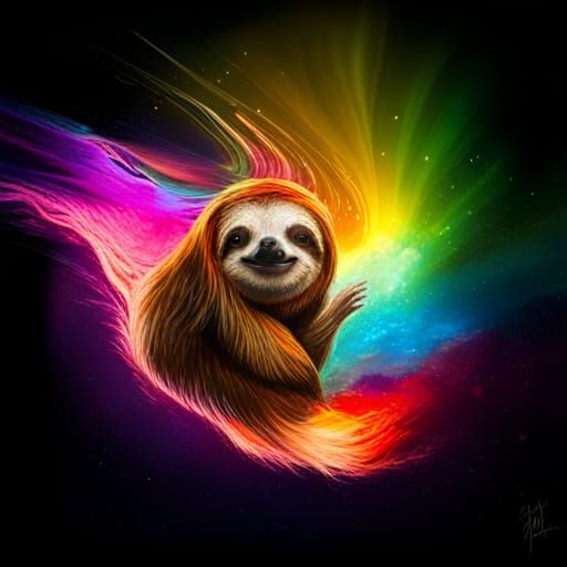 Rainbow Sloth :) - AI Generated Artwork - NightCafe Creator