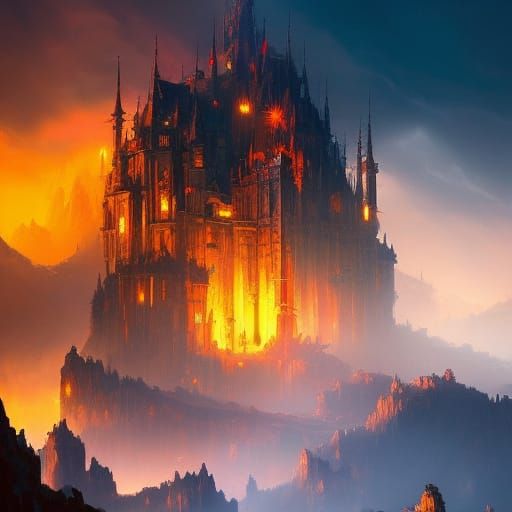 Fire Castle - AI Generated Artwork - NightCafe Creator