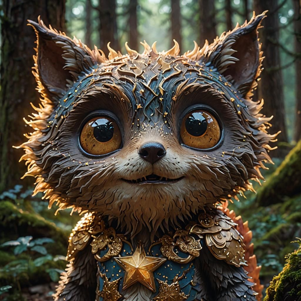 Mystical Creature in Breathing Nebula Forest