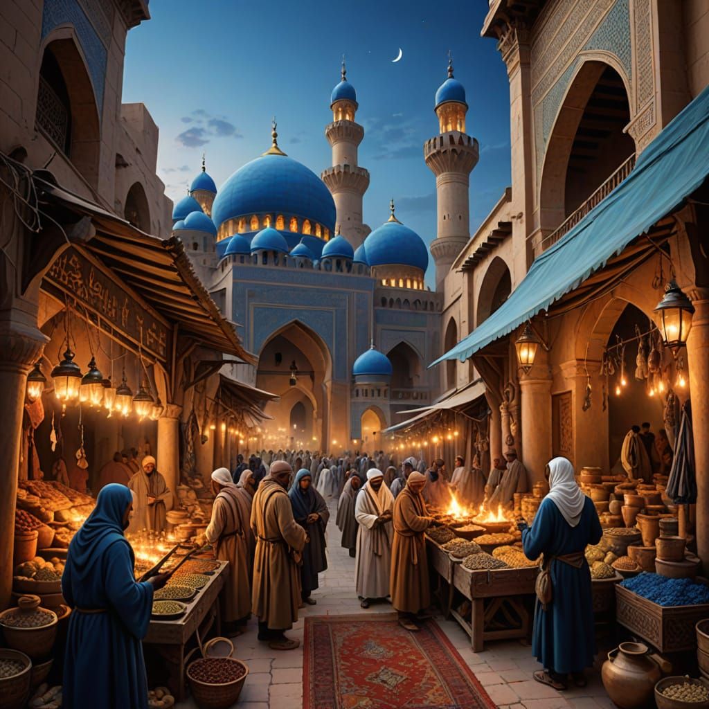 Arabian bazaar at night  by @Matt