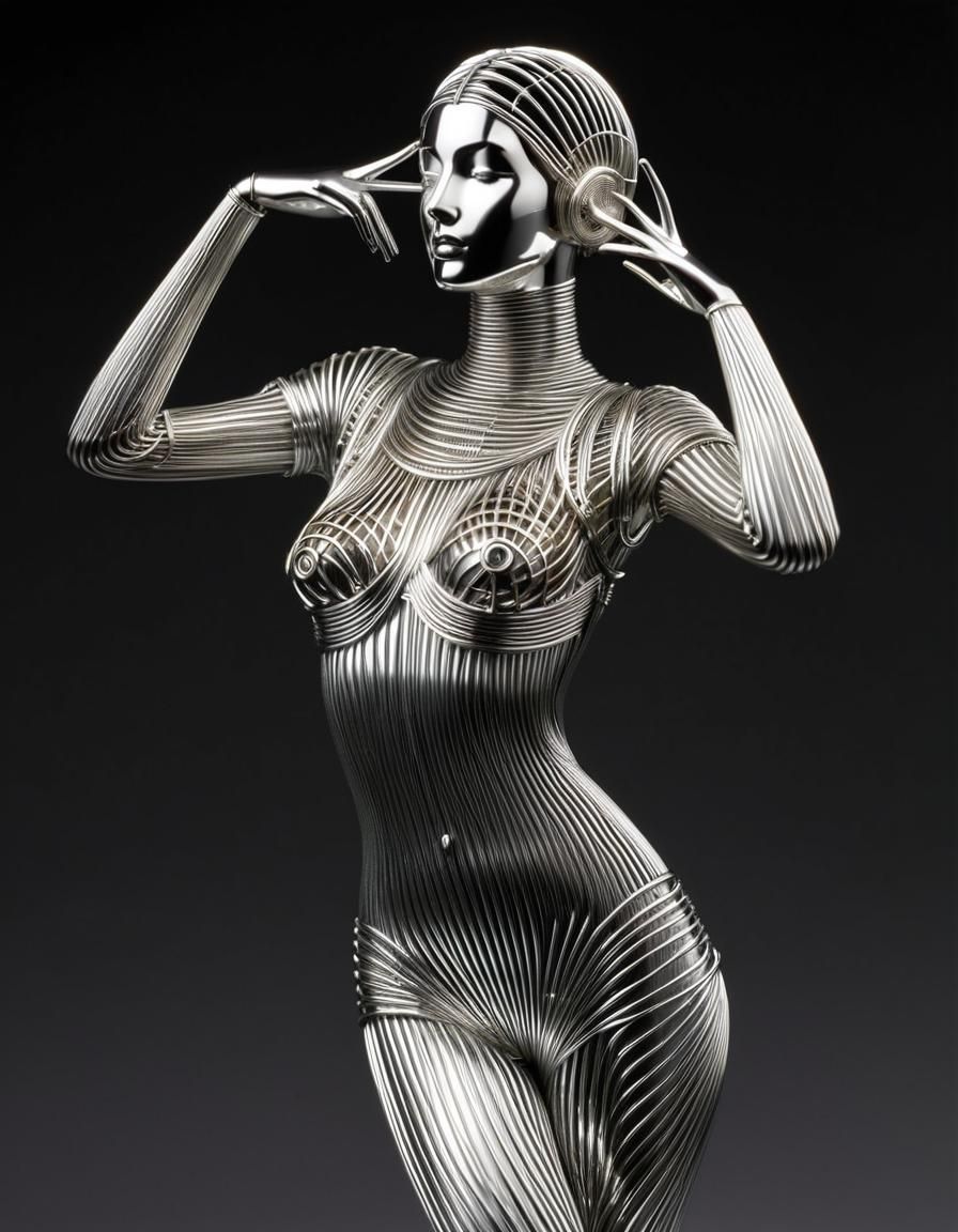 My Open Prompt: A Biopunk Dystopian Woman Inspired by Zdzisław Beksiński and H.R. Giger