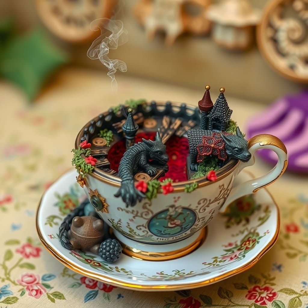 An enchanting display of a Miniature dragon's lair within a ...