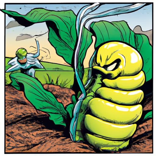 puff worm protecting his crops
