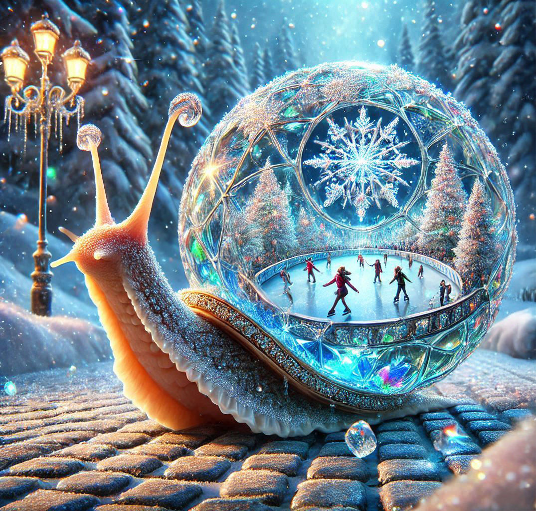 Fantasy Snail: Ice Skating in the park